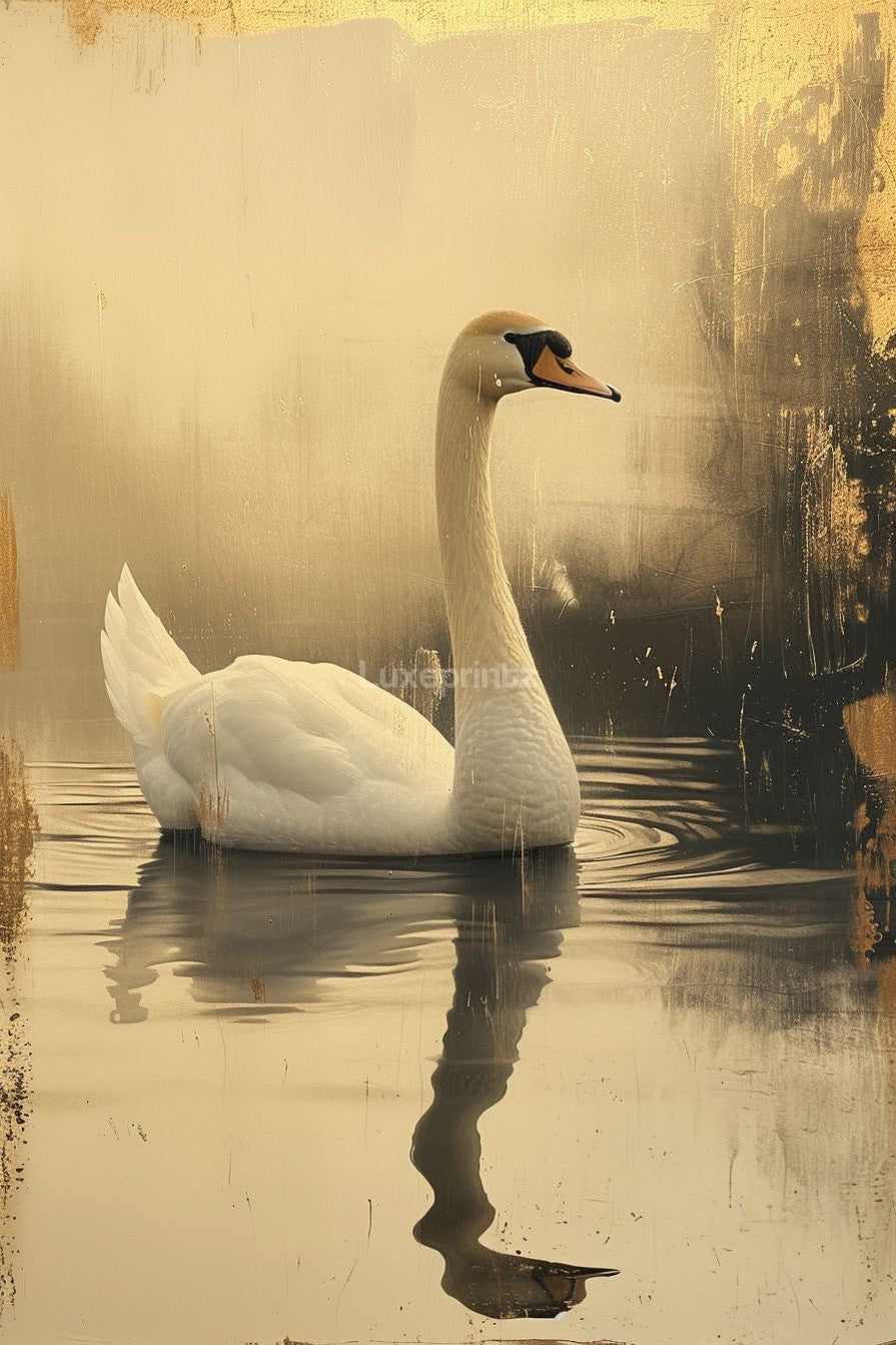 swan's golden glide-[Aluminium]-[Canvas]-[Poster]-[plexiglas]-luxeprintz