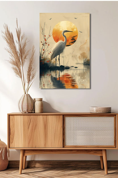 Sunlit Heron-[Aluminium]-[Canvas]-[Poster]-[plexiglas]-luxeprintz