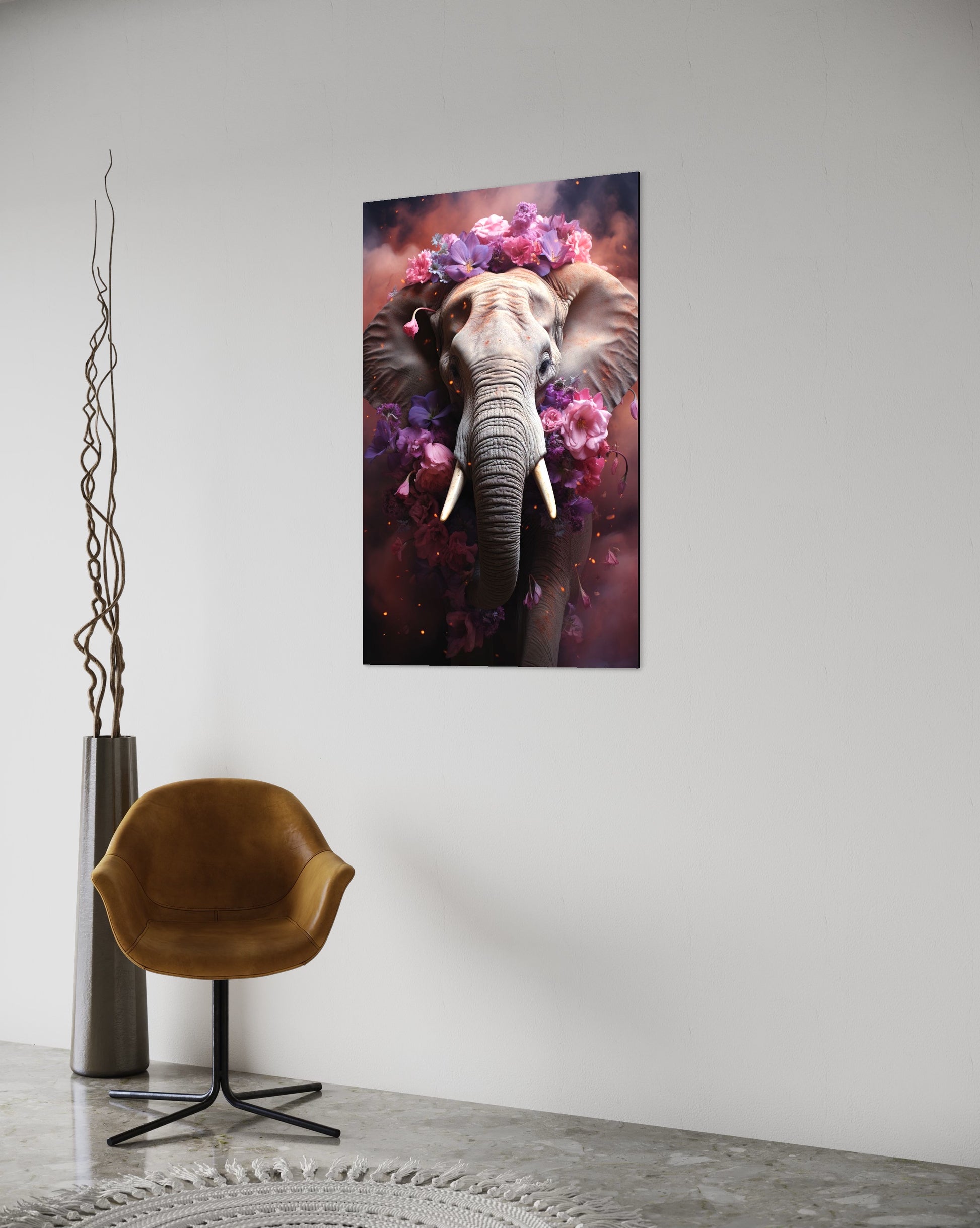 purple flower elephant-[Aluminium]-[Canvas]-[Poster]-[plexiglas]-luxeprintz
