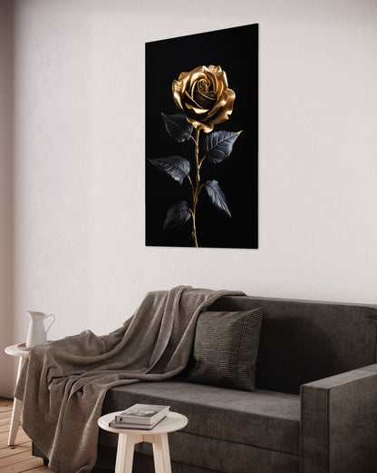 Black and gold rose-[Aluminium]-[Canvas]-[Poster]-[plexiglas]-luxeprintz