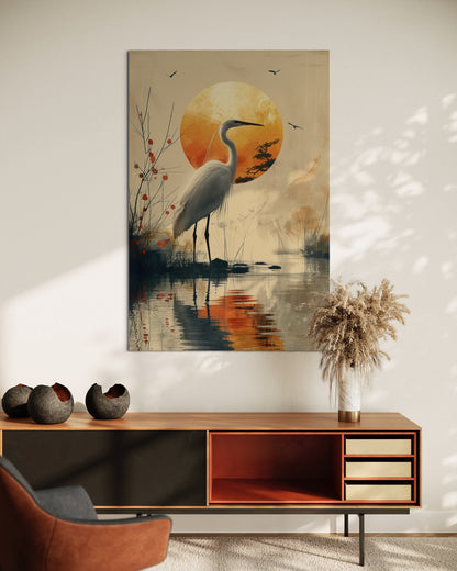 Sunlit Heron-[Aluminium]-[Canvas]-[Poster]-[plexiglas]-luxeprintz