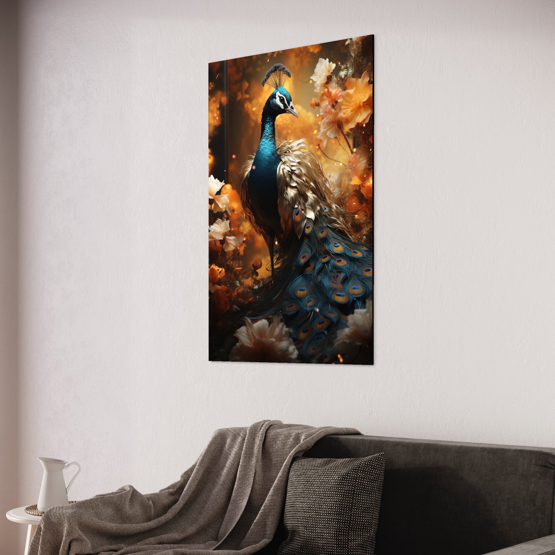 Blue and Gold Peacock-[Aluminium]-[Canvas]-[Poster]-[plexiglas]-luxeprintz