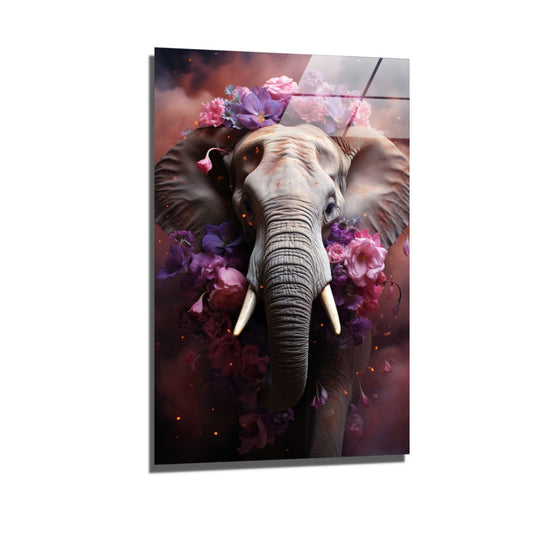 purple flower elephant-[Aluminium]-[Canvas]-[Poster]-[plexiglas]-luxeprintz