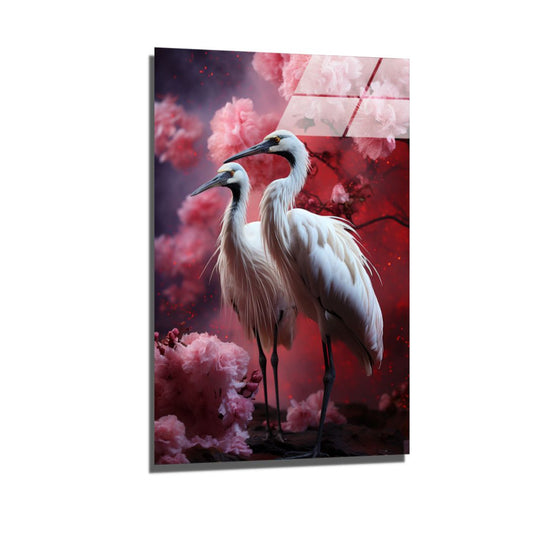 Cranes in Blush-[Aluminium]-[Canvas]-[Poster]-[plexiglas]-luxeprintz