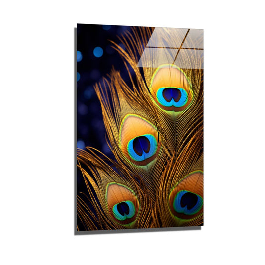 Golden peacock feather-[Aluminium]-[Canvas]-[Poster]-[plexiglas]-luxeprintz