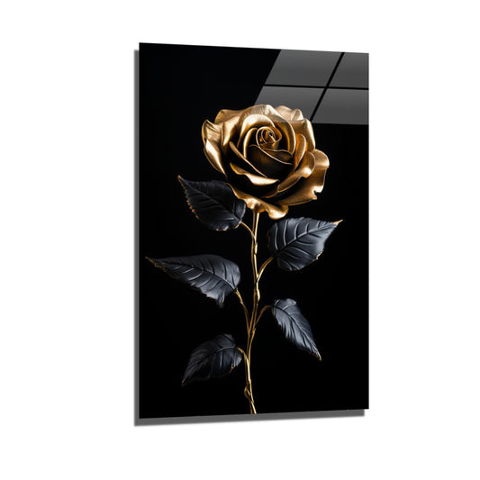 Black and gold rose-[Aluminium]-[Canvas]-[Poster]-[plexiglas]-luxeprintz