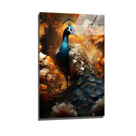 Blue and Gold Peacock-[Aluminium]-[Canvas]-[Poster]-[plexiglas]-luxeprintz