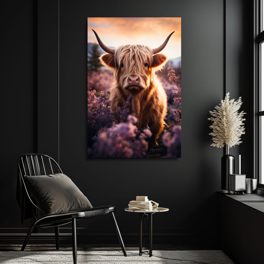 blossom highland cow-[Aluminium]-[Canvas]-[Poster]-[plexiglas]-luxeprintz