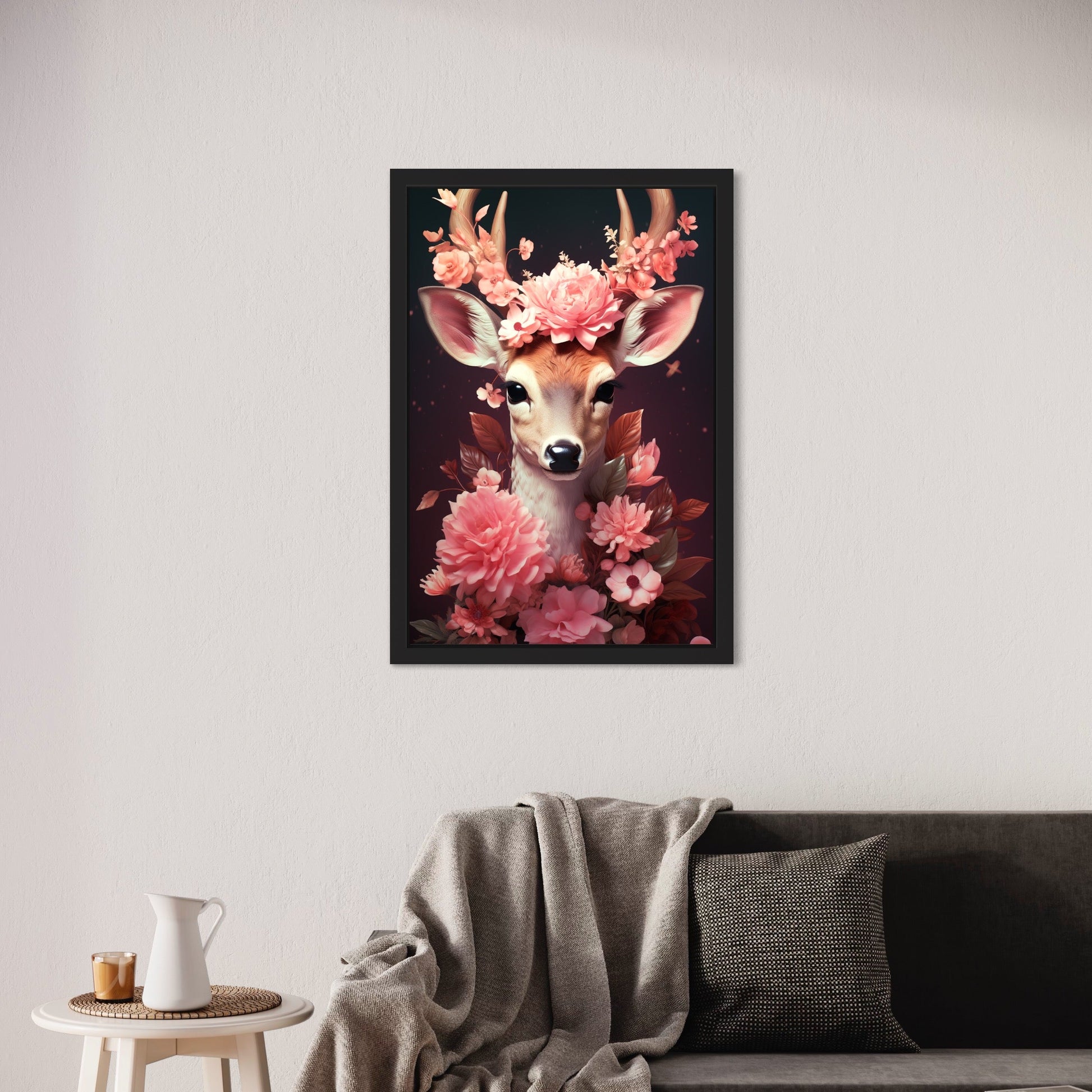 Pink Blossom Deer-[Aluminium]-[Canvas]-[Poster]-[plexiglas]-luxeprintz