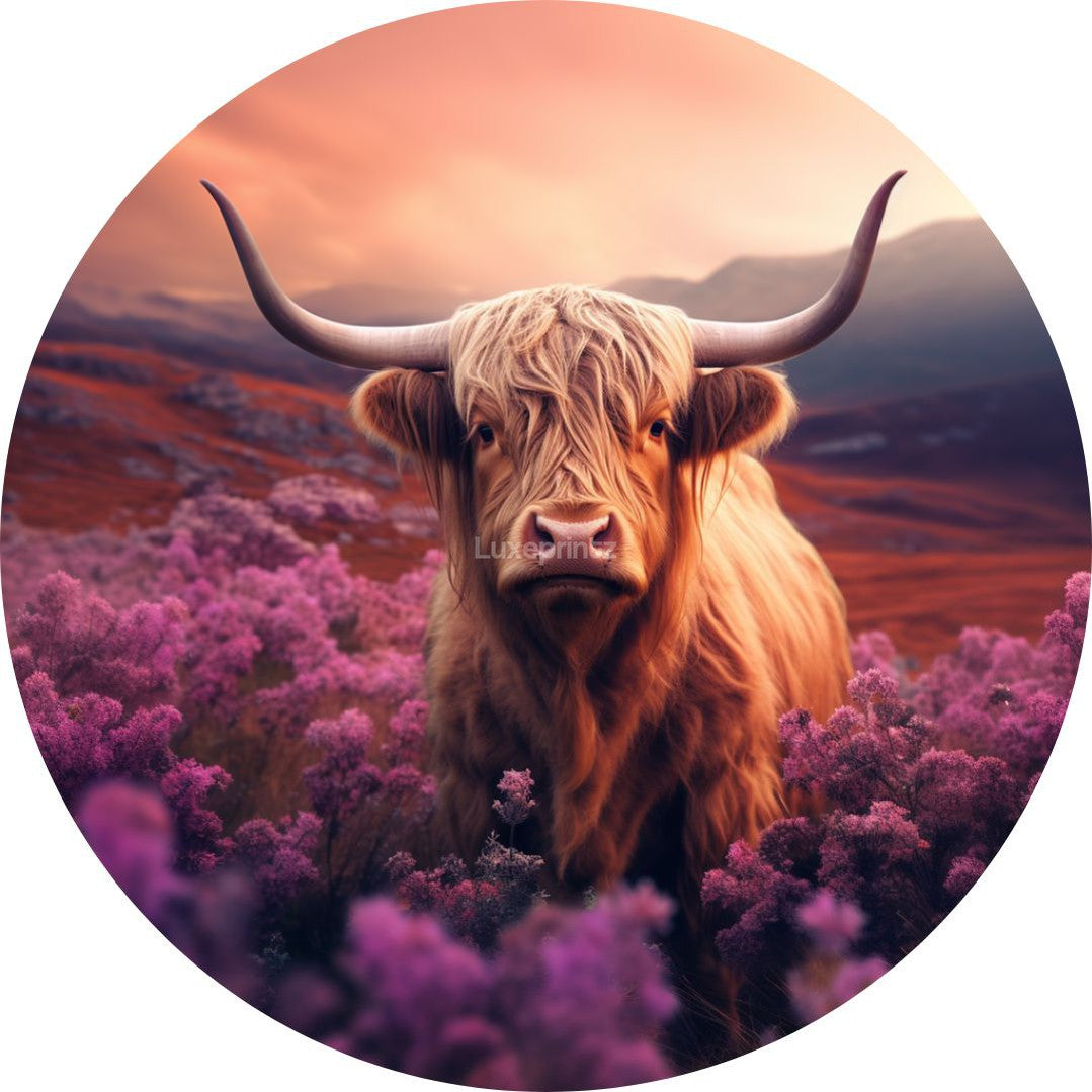 Pink blossom highland cow-[Aluminium]-[Canvas]-[Poster]-[plexiglas]-luxeprintz