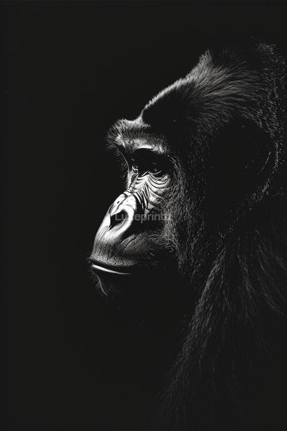 black chimpansee portrait-[Aluminium]-[Canvas]-[Poster]-[plexiglas]-luxeprintz
