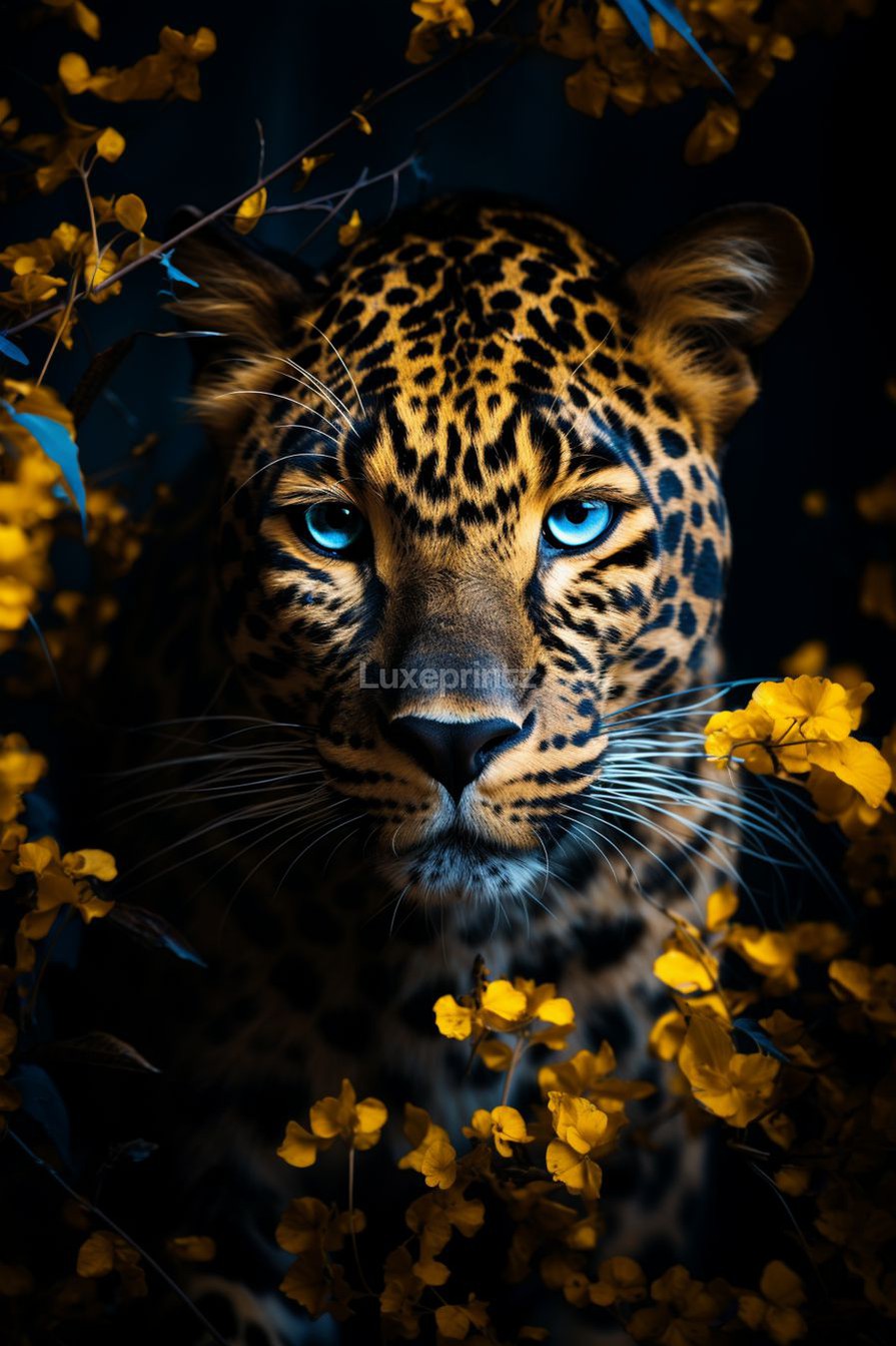 yellow flower jaguar-[Aluminium]-[Canvas]-[Poster]-[plexiglas]-luxeprintz