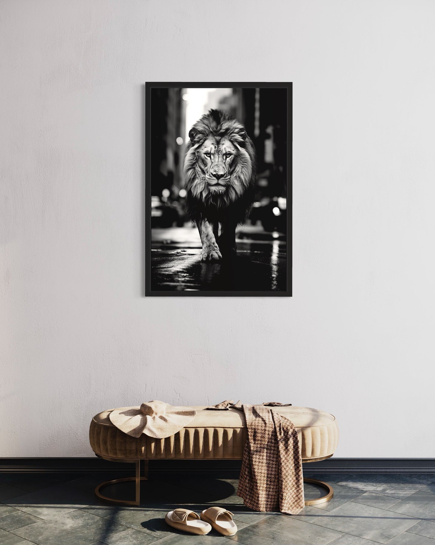 Lion's Silver Stride-[Aluminium]-[Canvas]-[Poster]-[plexiglas]-luxeprintz