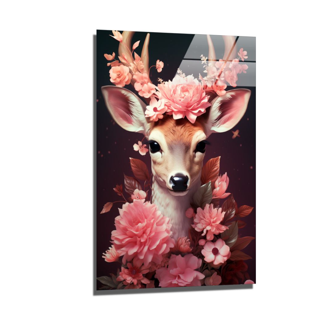 Pink Blossom Deer-[Aluminium]-[Canvas]-[Poster]-[plexiglas]-luxeprintz