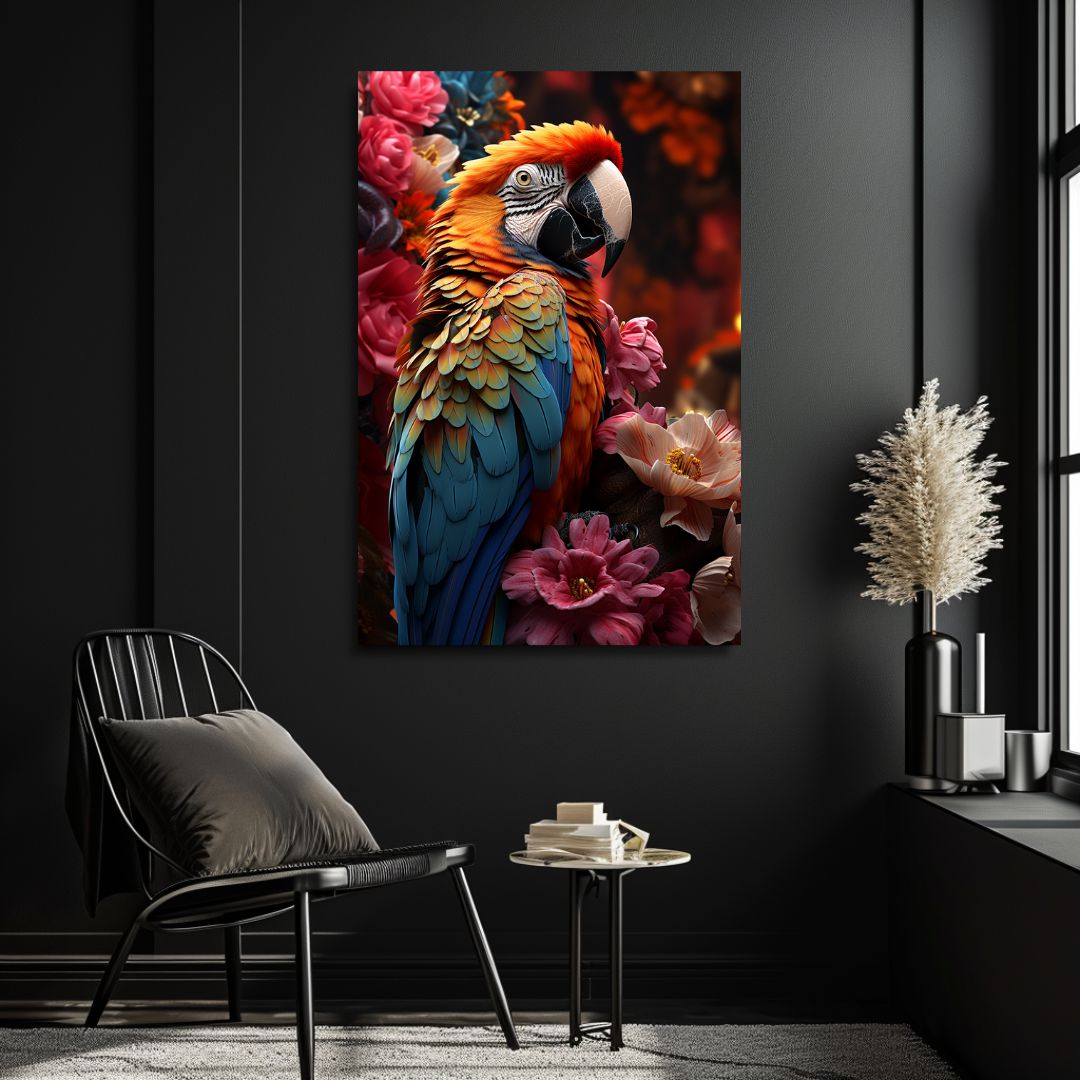 Floral Macaw-[Aluminium]-[Canvas]-[Poster]-[plexiglas]-luxeprintz