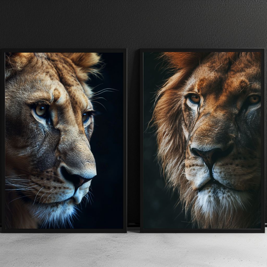 King lion & Queen Lioness / Bundel-[Aluminium]-[Canvas]-[Poster]-[plexiglas]-luxeprintz