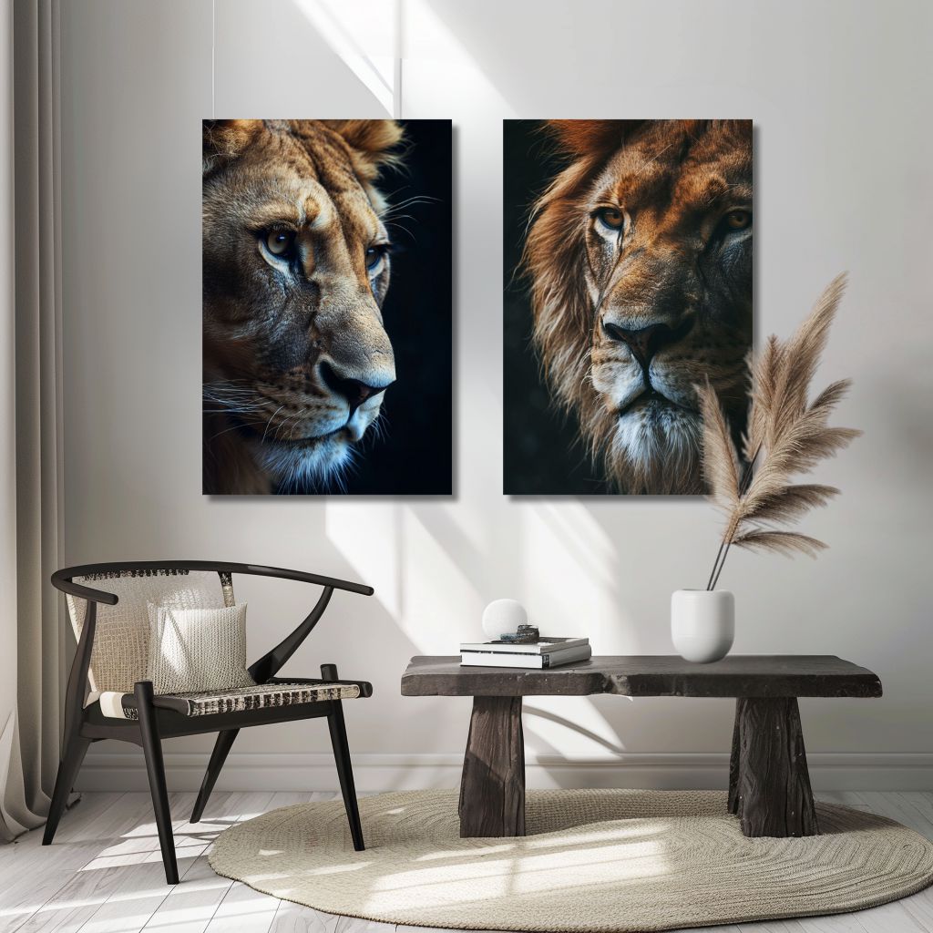 King lion & Queen Lioness / Bundel-[Aluminium]-[Canvas]-[Poster]-[plexiglas]-luxeprintz