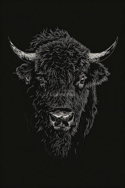 bison in black-[Aluminium]-[Canvas]-[Poster]-[plexiglas]-luxeprintz