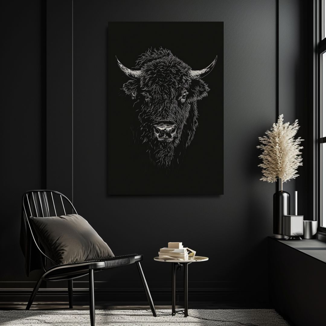 bison in black-[Aluminium]-[Canvas]-[Poster]-[plexiglas]-luxeprintz