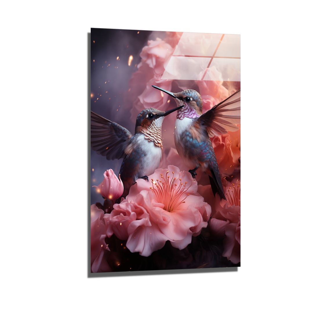 Lila Garden Series - Peacock & Hummingbird Drieluik-[Aluminium]-[Canvas]-[Poster]-[plexiglas]-luxeprintz